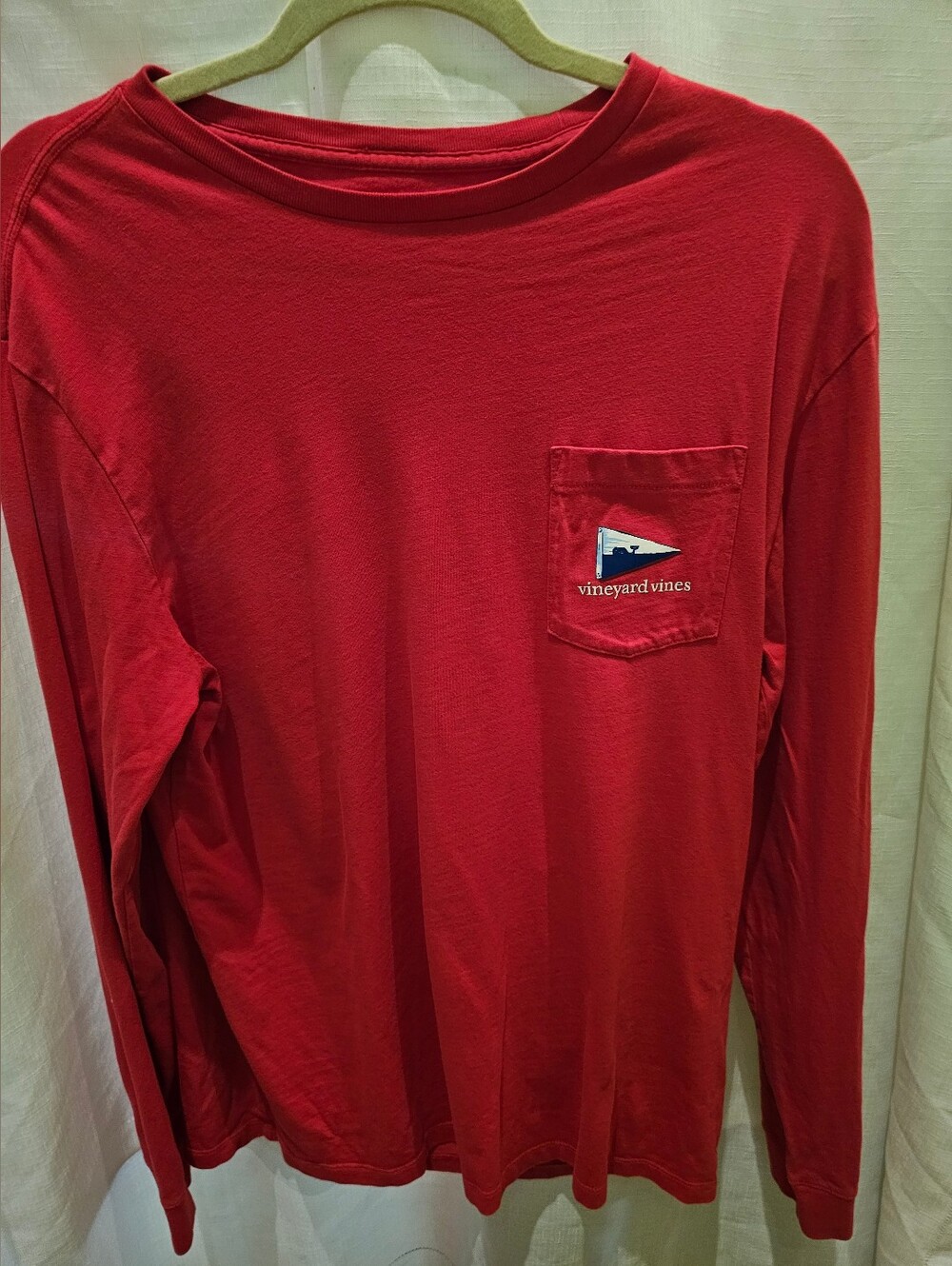 Vineyard Vines Red Coastal Burgees Pocket Long Sleeve Shirt - Men's size Medium